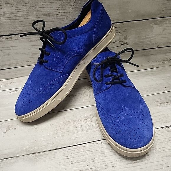 Diesel Prime Time Suede Wingtip Brogue Derby Dress Men’s Blue Shoes Size 10 - Picture 8 of 15